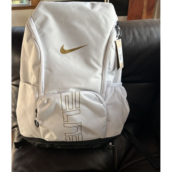 NIKE Varsity Elite Backpack HM9965-100 White / Gold Air Max Shoulder Straps NEW - Picture 3 of 7